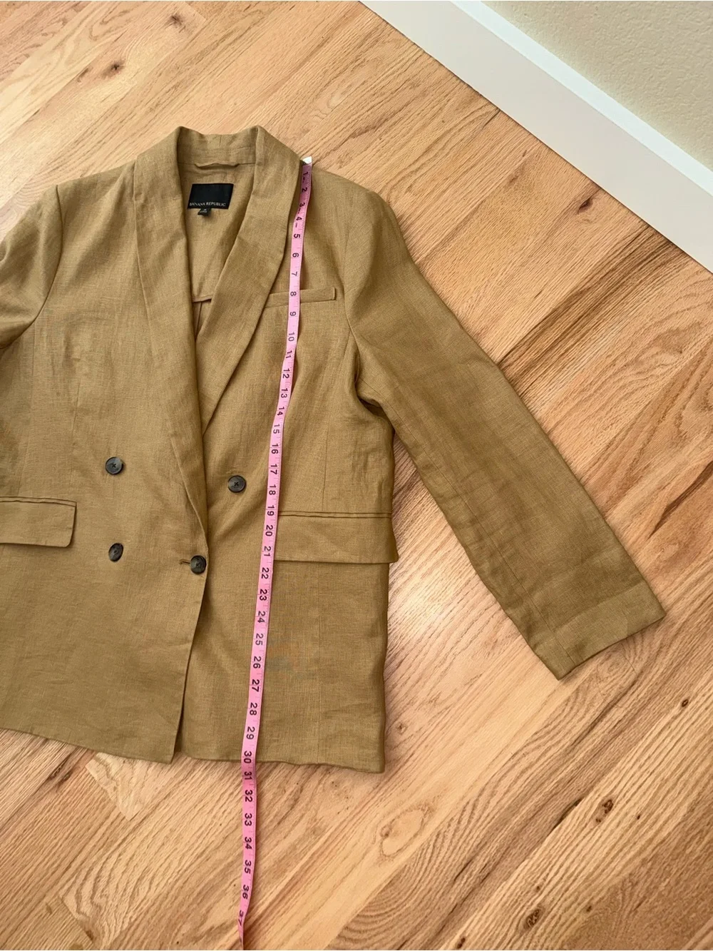 Banana Republic Linen Double Breasted Blazer Iced Latte Tan Size 18